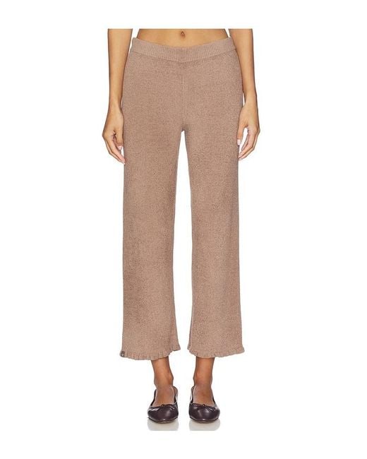 Barefoot Dreams Natural Cozychic Ultra Lite Rib Ruffle Hem Ankle Pant