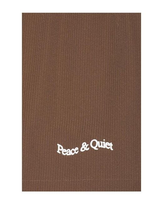 Museum of Peace & Quiet Brown Wordmark Seersucker Shorts for men