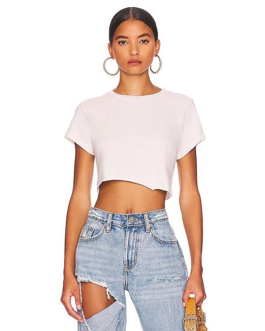 Re/done White X Hanes Cropped 60's Slim Tee