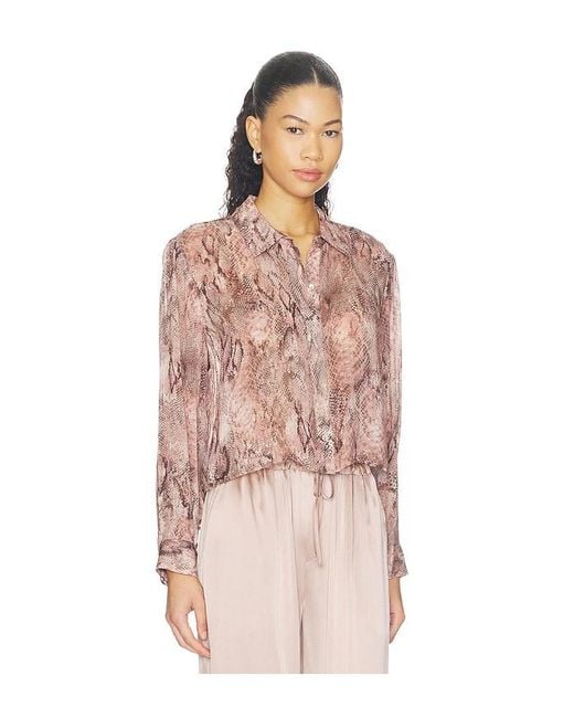 L'Agence Pink 'Agence Cosette Crop Hi Low Shirt