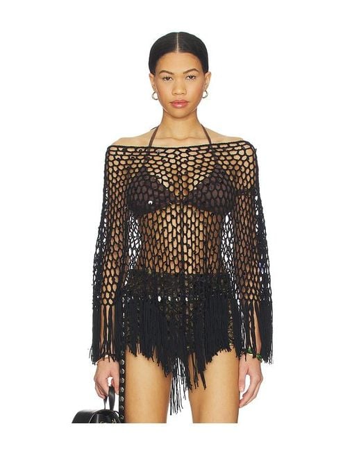 MORE TO COME Black Loren Knit Poncho