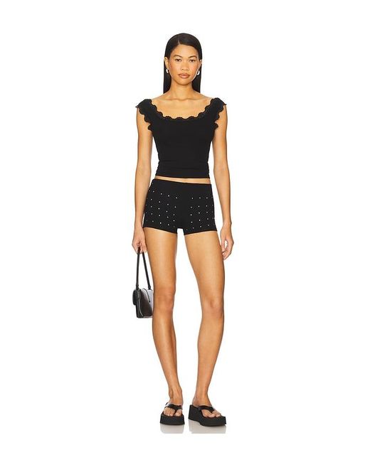 LNA Black Cassidy Lace Ribbed Tank