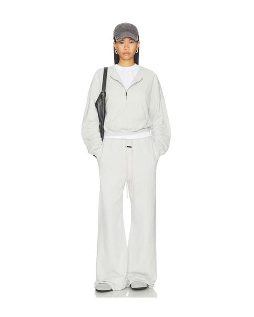 Fear Of God White Relaxed Half Zip Sweater