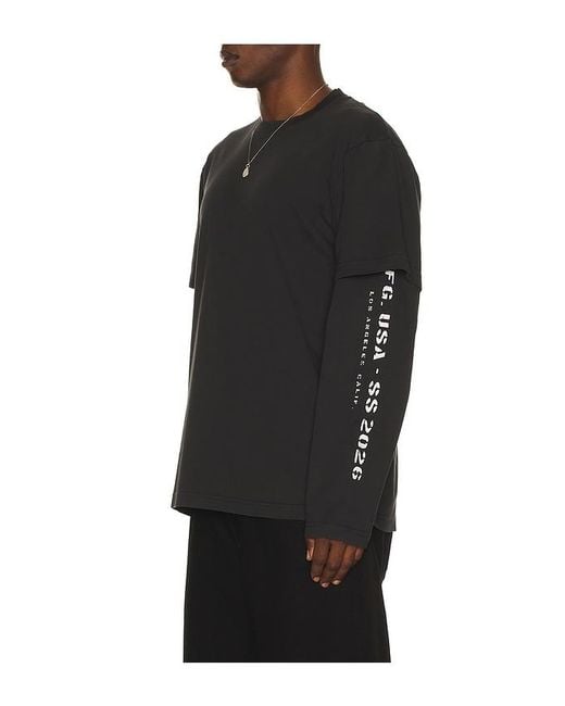 Stampd Black S26 Double Layered Long Sleeve Relaxed Tee for men