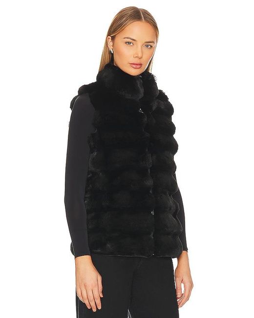 Jocelyn Black Plush Faux Fur Reversible Vest