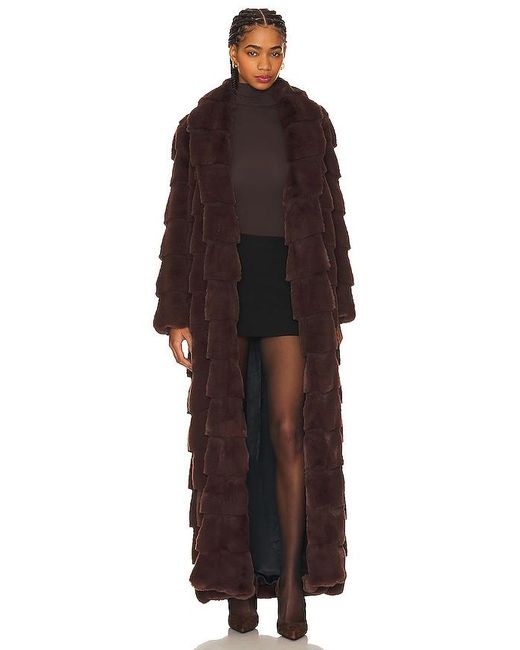 LITA by Ciara Multicolor Floor Length Faux Fur Coat