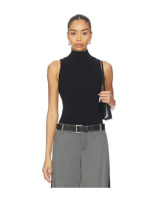 Alice + Olivia Black Darcey Novelty Ribbed Tank