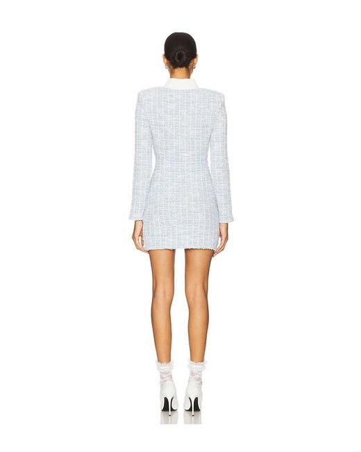 Self-Portrait White Check Collared Knit Mini Dress