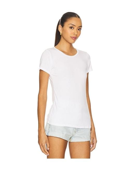 Michael Lauren White Tucker Short Sleeve Fitted Tee