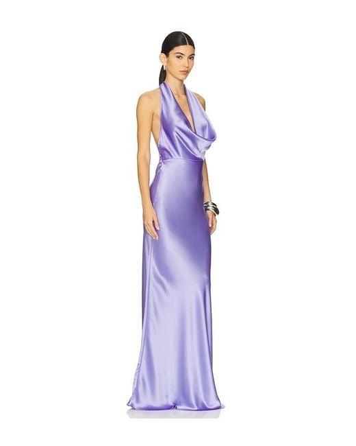 SAU LEE Purple Pearl Gown