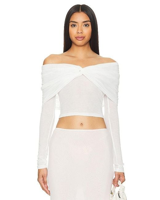 SNDY'S White Madrid Off Shoulder Top