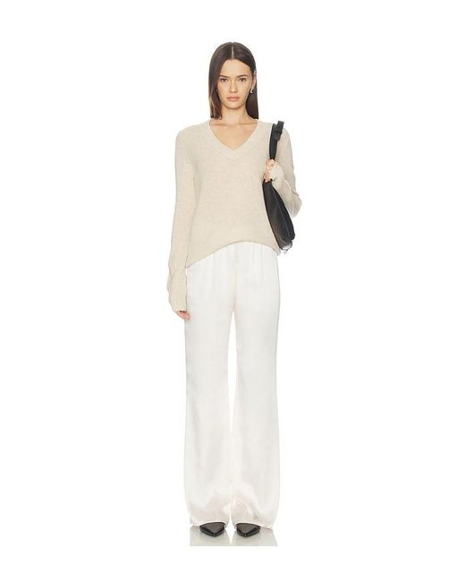 Enza Costa Natural Cashmere V-Neck Pullover