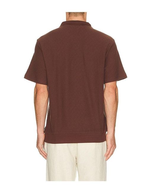 Brixton Brown Theo Jacquard Short Sleeve Polo for men