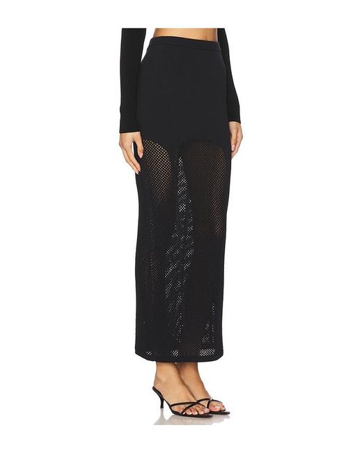 Fleur du Mal Black Knit Mesh Garter Skirt
