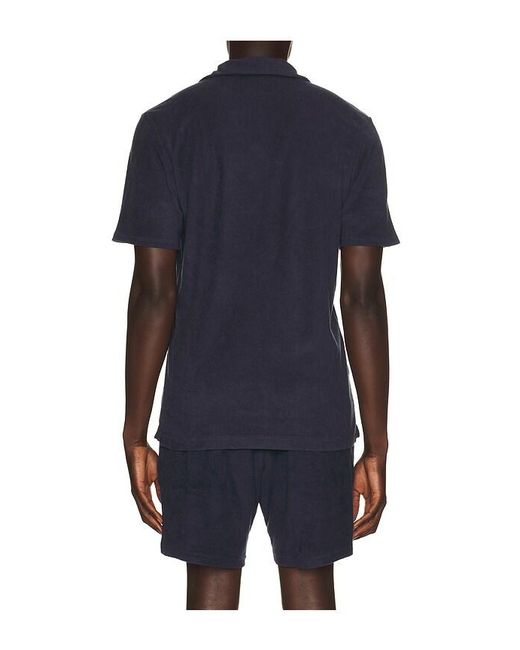 Frescobol Carioca Blue Faustino Terry Cotton Blend Polo Short Sleeve for men