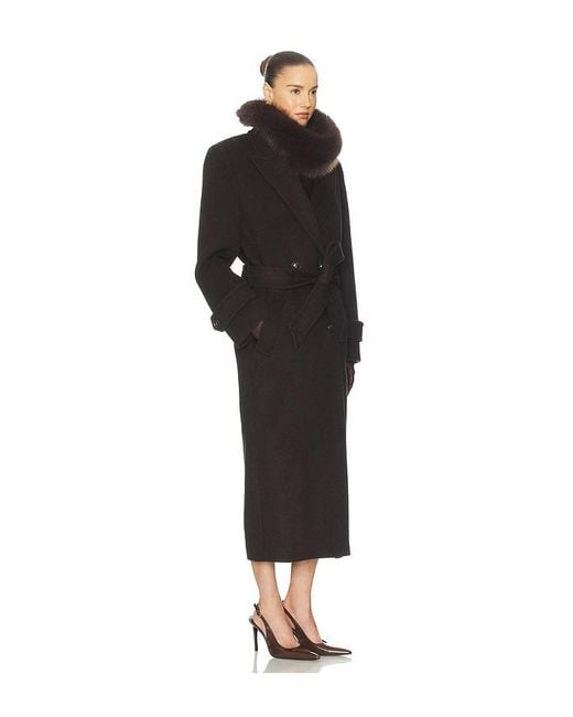 Helsa Black Bold Shoulder Long Coat