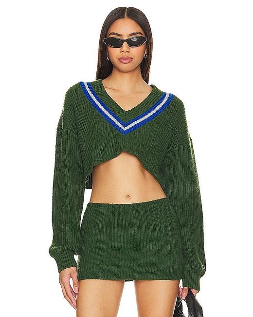 Champion Green X Danielle Guizio Crop Rib Knit Pullover Sweater