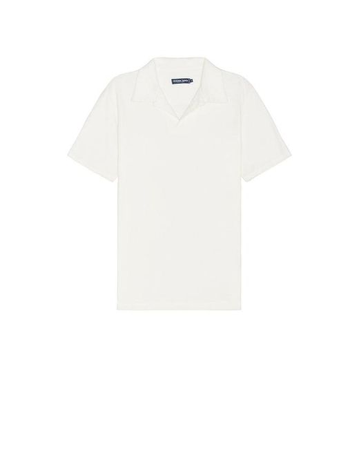 Frescobol Carioca White Faustino Terry Cotton Blend Short Sleeve Polo for men
