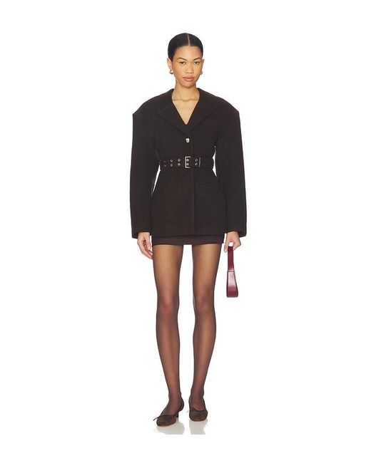Ganni Black Peacot Wool Fitted Jacket