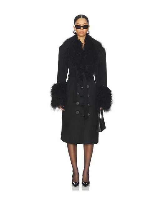 OW Collection Black Frances Wool Coat