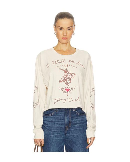 Daydreamer Natural Johnny Cash Walk The Line Meet & Greet Long Sleeve Top