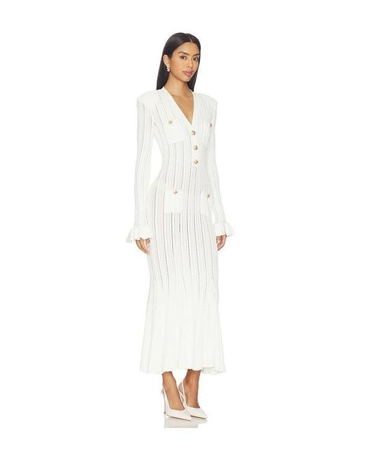 Self-Portrait White Pointelle Knit Midi Dress
