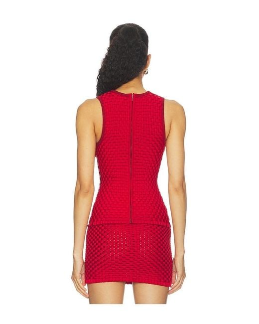 Isa Boulder Red Woven Tight Tank Top