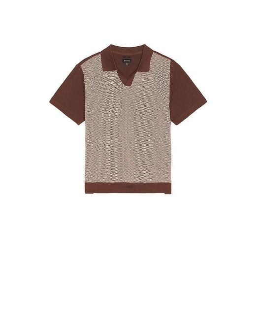 Brixton Brown Theo Jacquard Short Sleeve Polo for men