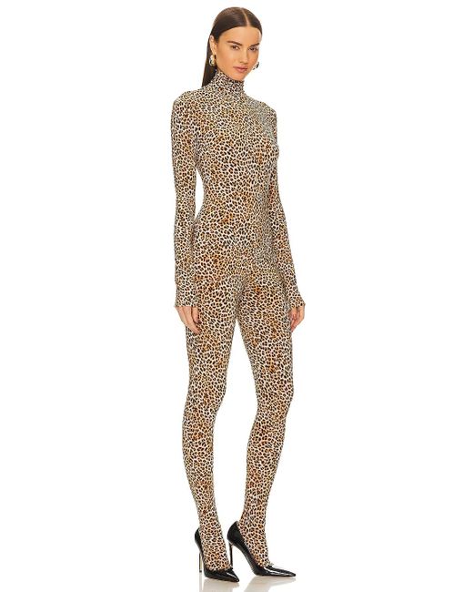 Norma Kamali Slim Fit Turtle Catsuit With Footsie in Natural | Lyst
