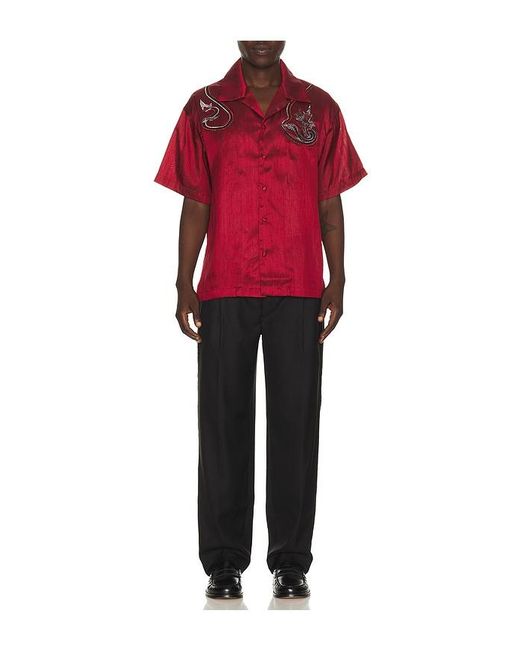 Sanēa Red Naka Silk Shirt for men