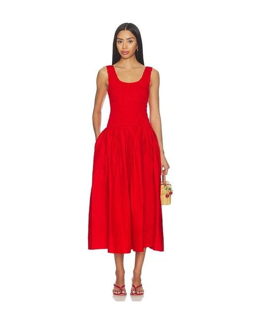 Pistola Red Alessia Smoked Drop Waist Dress