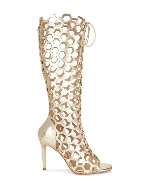 Nii HAI White Honeycomb Lace Up Heel
