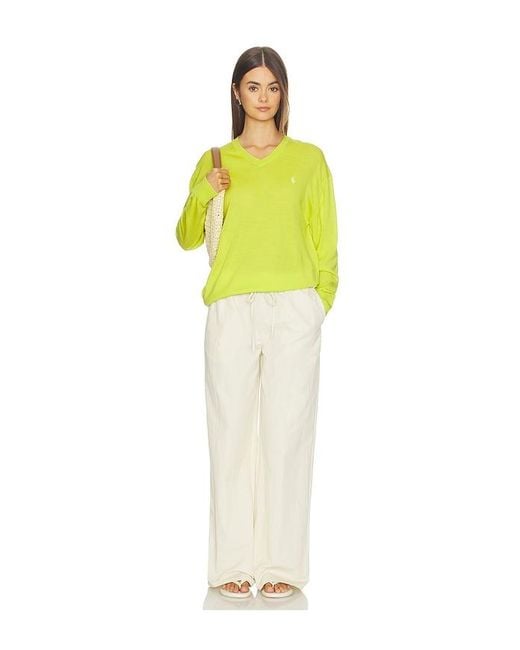 Polo Ralph Lauren Yellow Merino V Neck Sweater