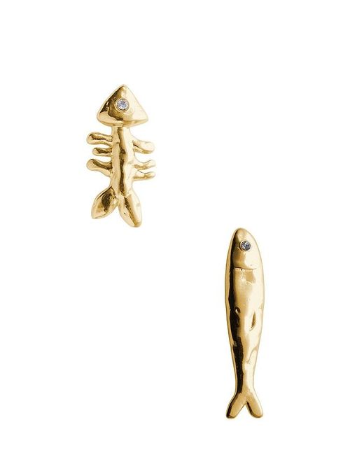 Eliou Metallic Sardine And Fishbone Earrings