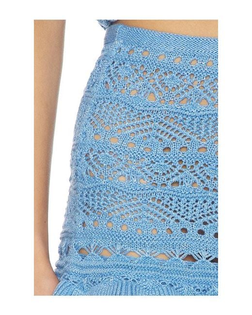 retroféte Blue Florrie Crochet Skirt