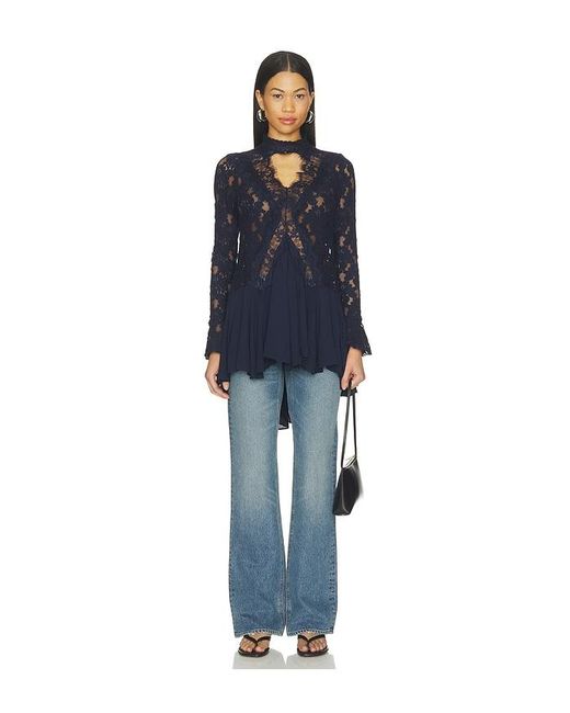 Free People Blue First Crush Lace Tunic