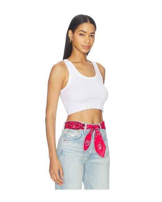 Re/done White Cropped 60S Tank