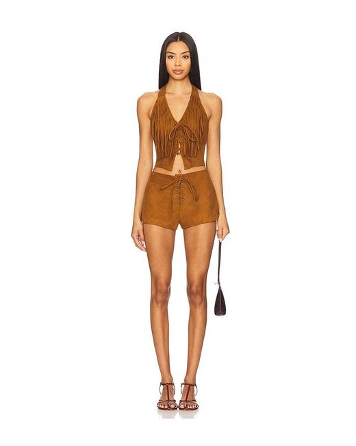 Lovers + Friends Brown Noella Faux Suede Short