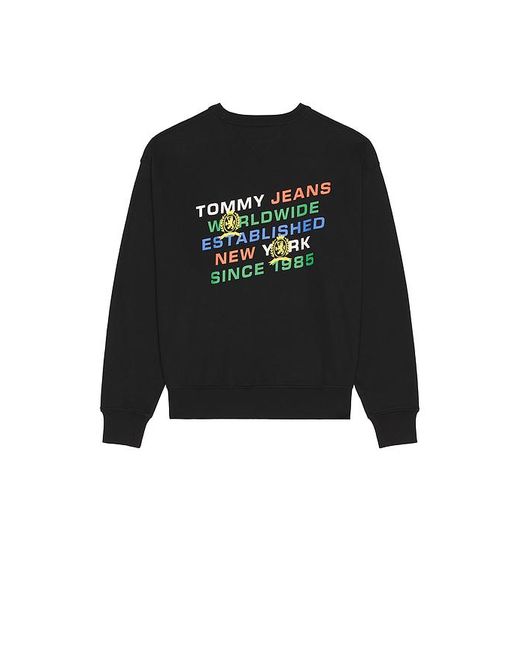 Tommy Hilfiger Black Varsity Crest Crew Sweatshirt for men