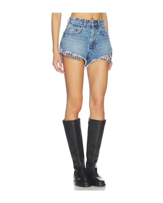 Ksubi Blue Kut Off Denim Short