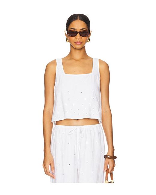 Bella Dahl White Square Neck Button Back Tank