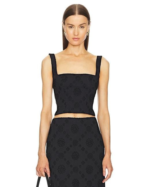 Helsa Black Eyelet Corset Top