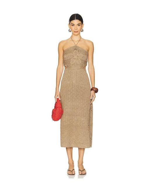 AMUR White Clara Knit Midi Dress