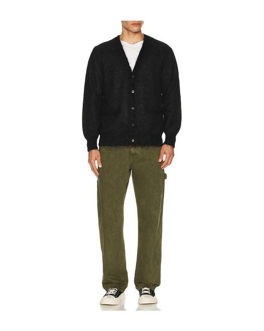 vowels Black Mohair Cardigan for men