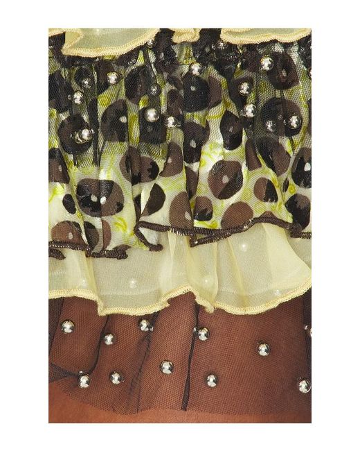 Siedres Multicolor Floriana Velvet Mini Dress With Ruffled Hem