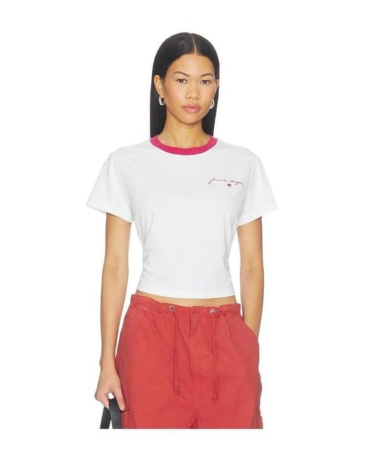 FAVORITE DAUGHTER White The Cropped Signature Chest Tee