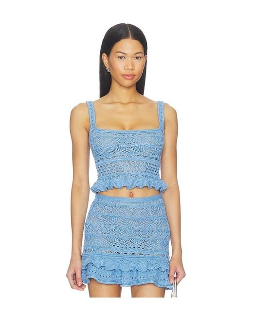 retroféte Blue Damira Crochet Top