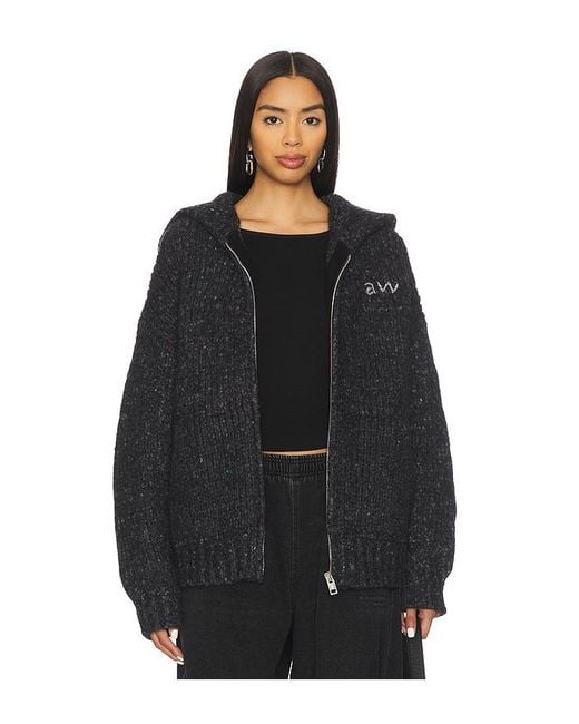 Alexander Wang Black Oversized Zip Up Hoodie