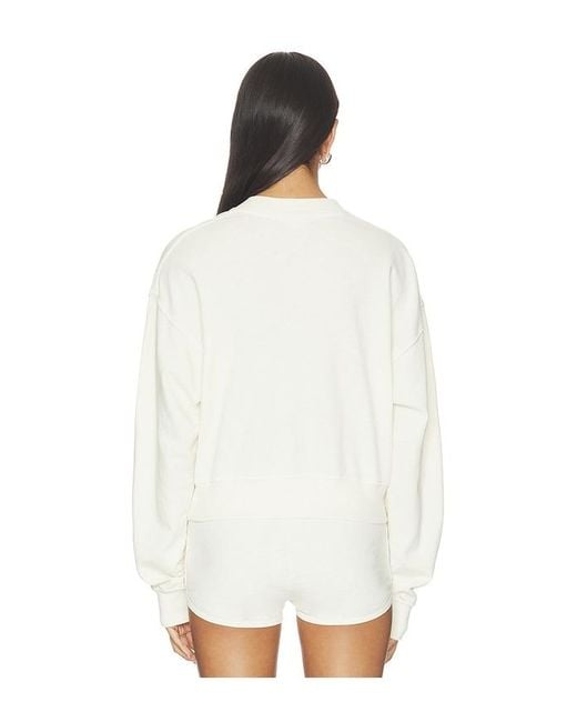 ÉTERNE White Lightweight French Terry Cropped V-Neck Sweatshirt