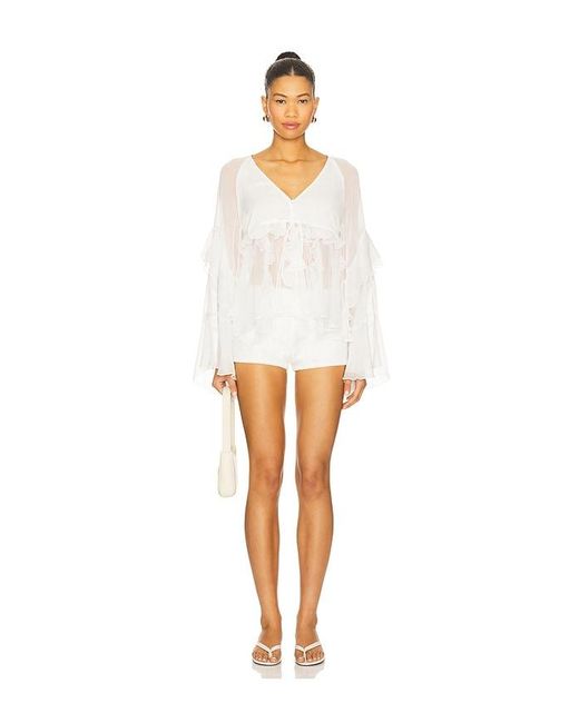 Bardot White Rosalo Ruffle Blouse